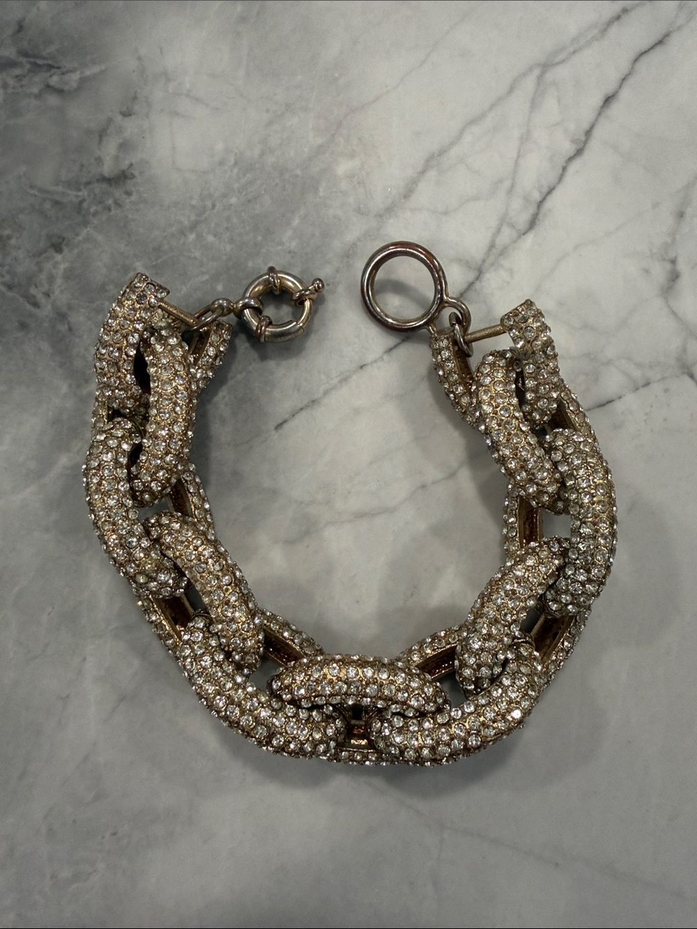 J. Crew Pavé Crystal Rhinestone Gold-Tone Link Bracelet
